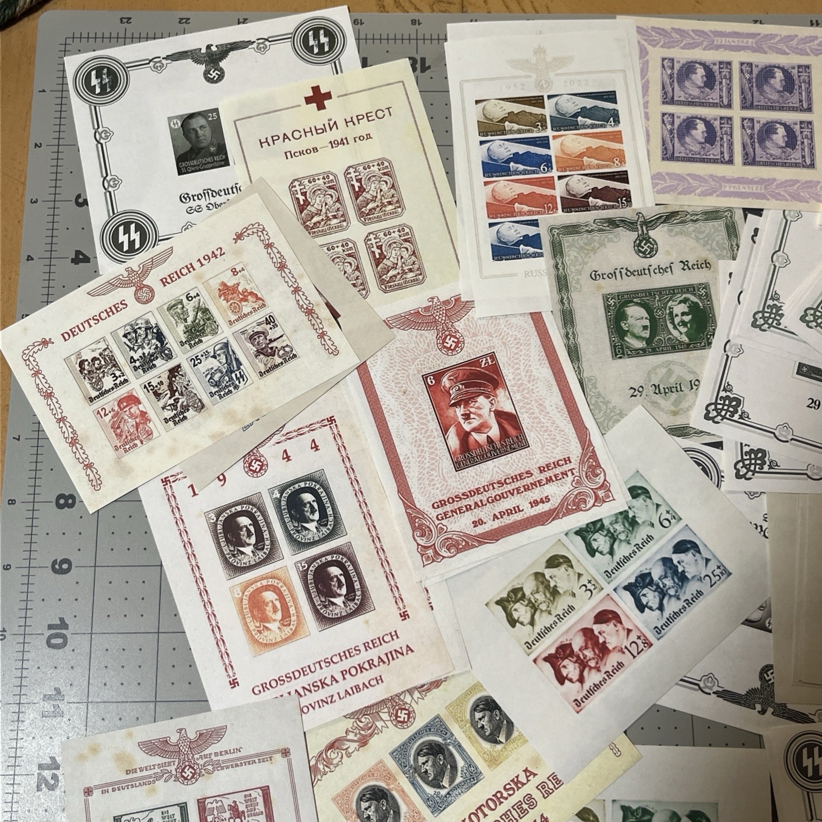 X5 Nazi Germany Souvenir Sheet Stamps Third Reich WWII WW2 Military