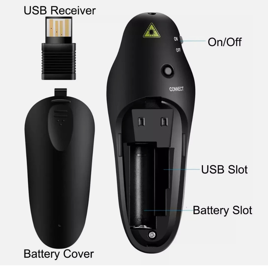 Power Point Presentation Remote Wireless USB PPT Presenter Laser Pointr ClickeR8