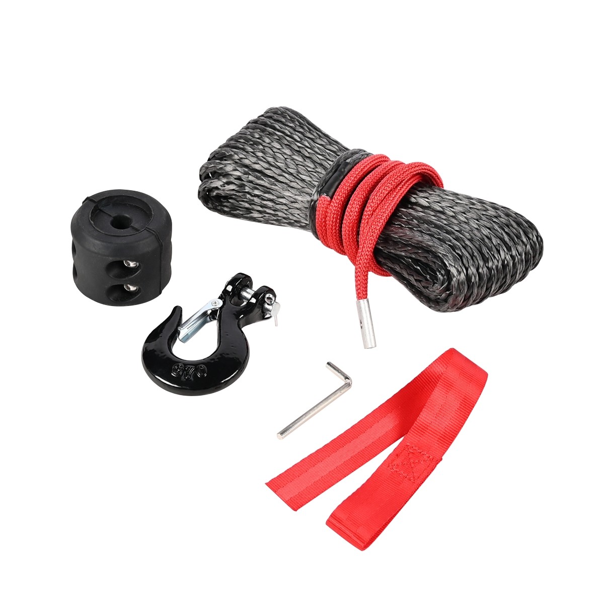 Synthetic Winch Rope Kit, 1/4'' x 50FT w/ 10000 lbs Strength, Protective Sleeve