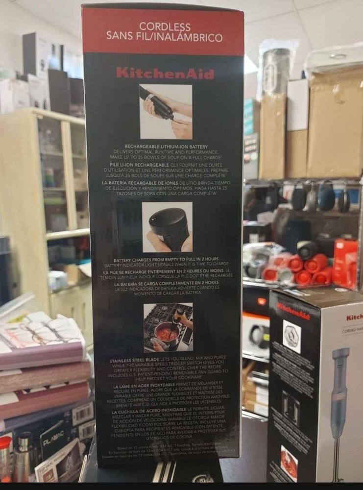 KitchenAid Cordless Variable Speed Hand Blender - Matte Black New