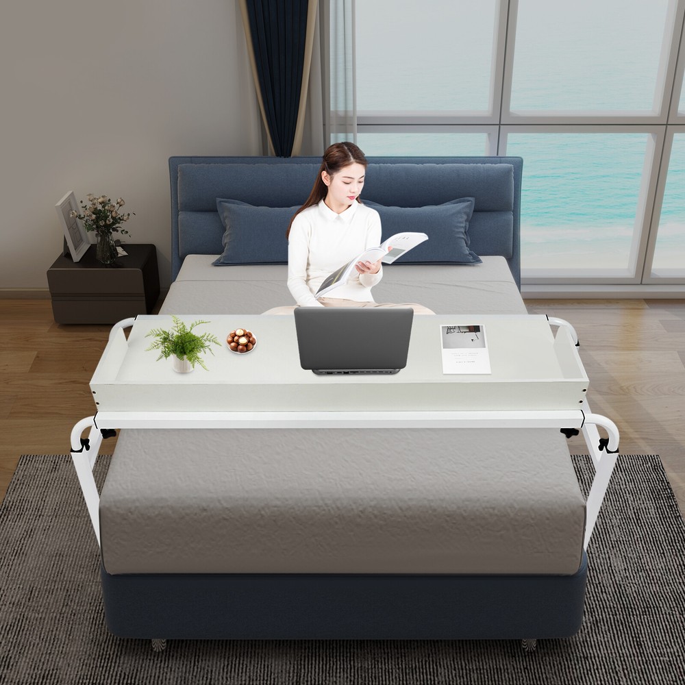 Height Adjustable Overbed Table, Overbed Table with Wheels, Over Bed Desk