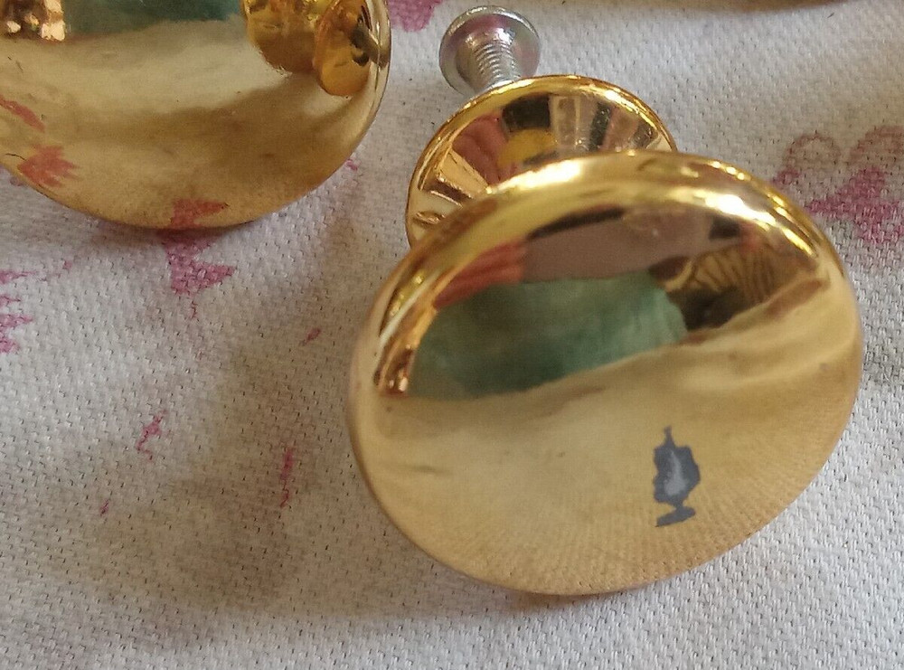 Knobs 29 Gold Tone Metal , 1" Round ~ with some screws Kitchen ~