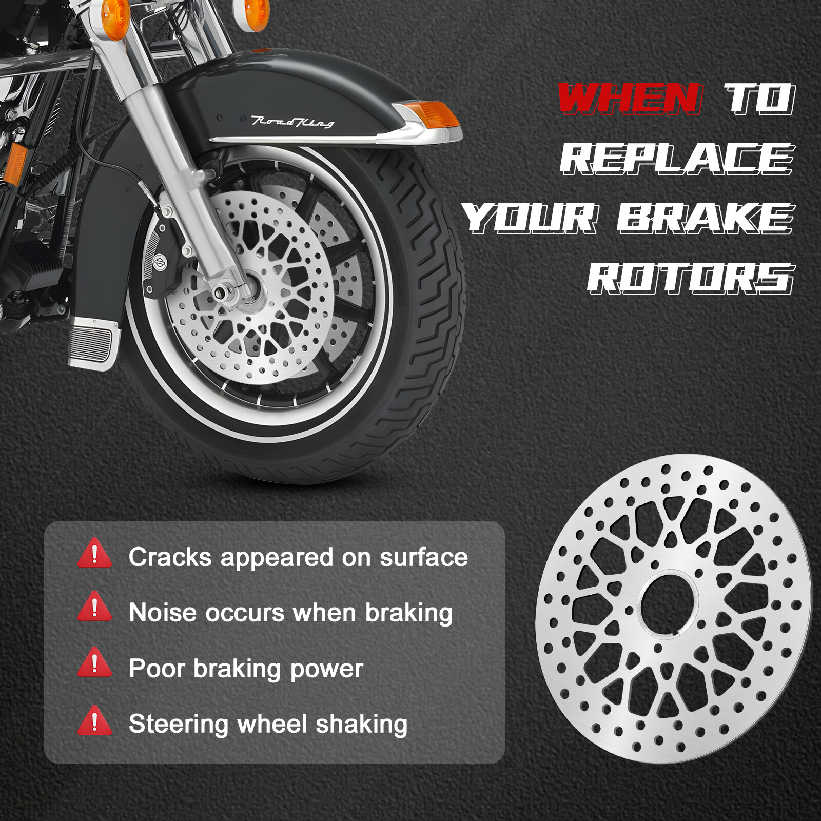 11.5'' 2 Piece Harley Rotor brushed Stainless for Harley DavidsonTouring Bagger