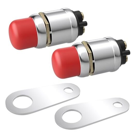 2 PCS Push Button Starter Switch 12V 50A, Waterproof Momentary Start red-2
