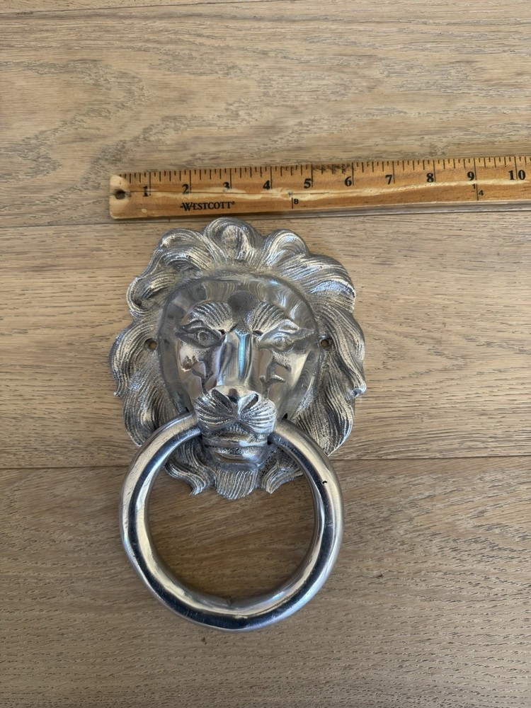 Lion Head Door Knocker – Silver Finish