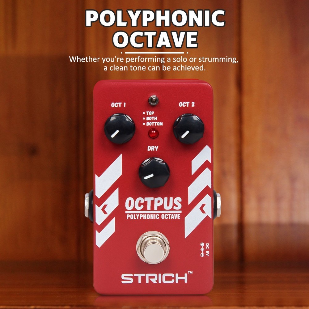 STRICH Polyphonic Octave Guitar Effects Pedal 3 Modes True Bypass Mini Design