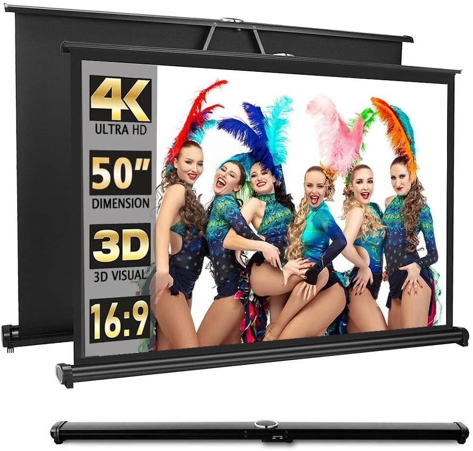 Portable Mobile Projector Screen Pull Down 16:9 Projector Screen Retracts