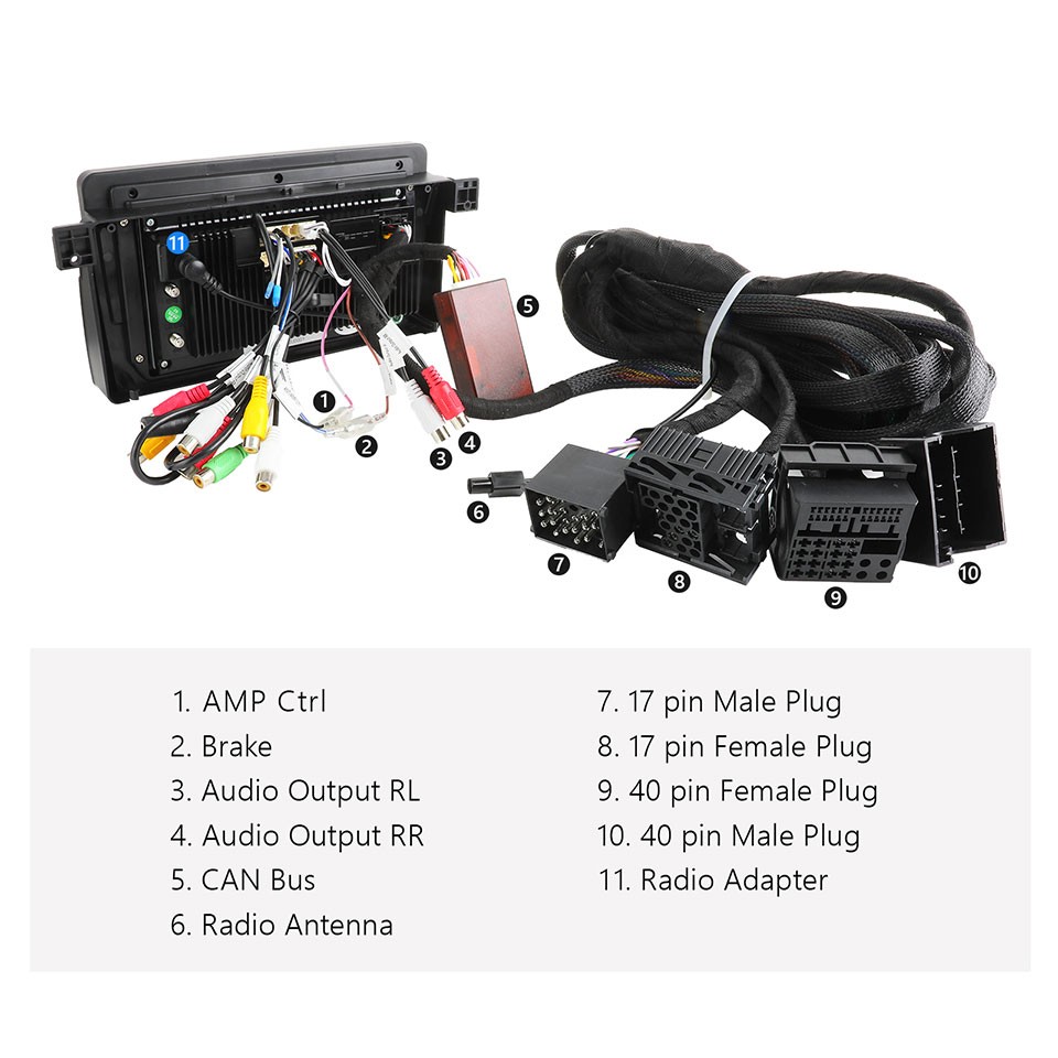 A0590 5.5M BMW E46 Extended Wiring Harness 17Pin 40Pin for Eonon E46A13 Headunit