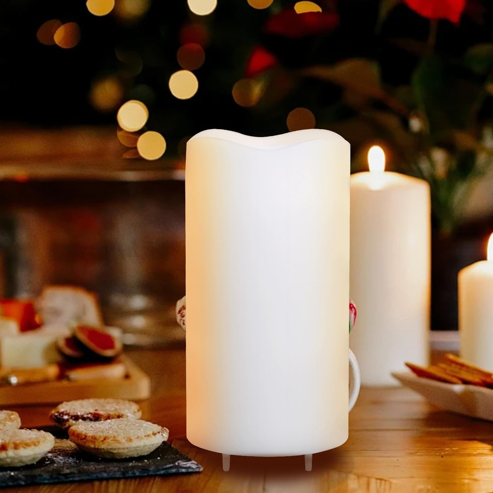 Flameless Candles with Snowflake Projector Lights Remote and Timer