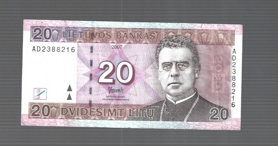 Lithuania 💥💥2007 ... 1x 20 Litu ... ONE note💥💥 lot #3934