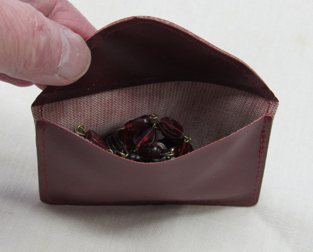 Vintage Rosary - Red Flat Plastic Bead with case - Preowned (19)