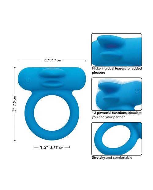 Couple's Enhancer Silicone Rechargeable Double Trouble Enhancer w/Flickerin