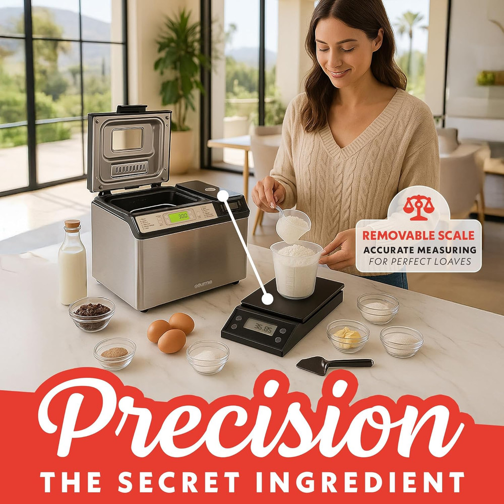 2 LB Bread Maker with 13 Settings, Jam Mode & Auto Dispenser for Fresh Bread