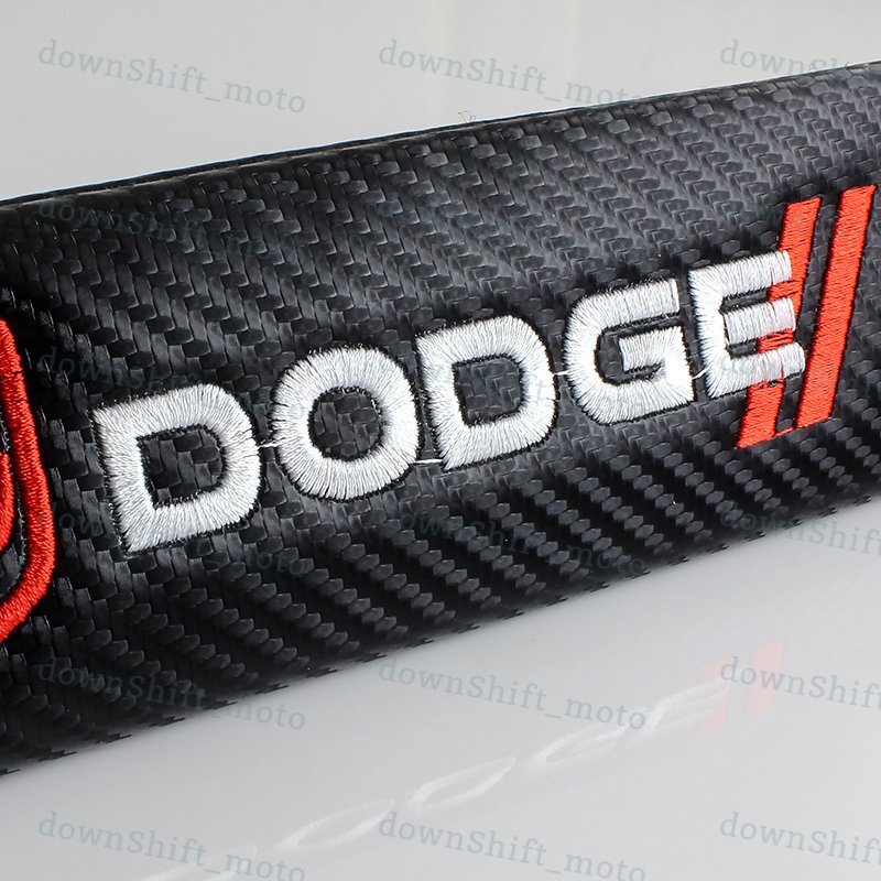 1 SET Carbon Look Embroidery Seat Belt Cover Shoulder Pads for Dodge RAM Charger