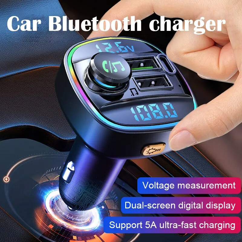 Bluetooth 5.0 Car Wireless FM Transmitter Adapter USB PD Charger AUX Hands US