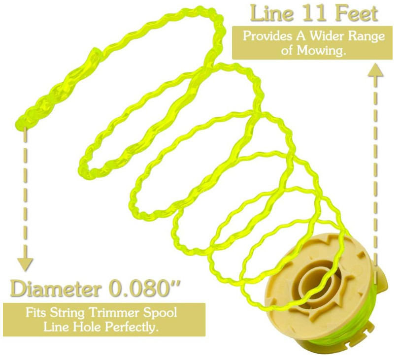 6-Pack Weed Eater String Replacement for Ryobi 18V, 24V, and 40V Cordless Trimme
