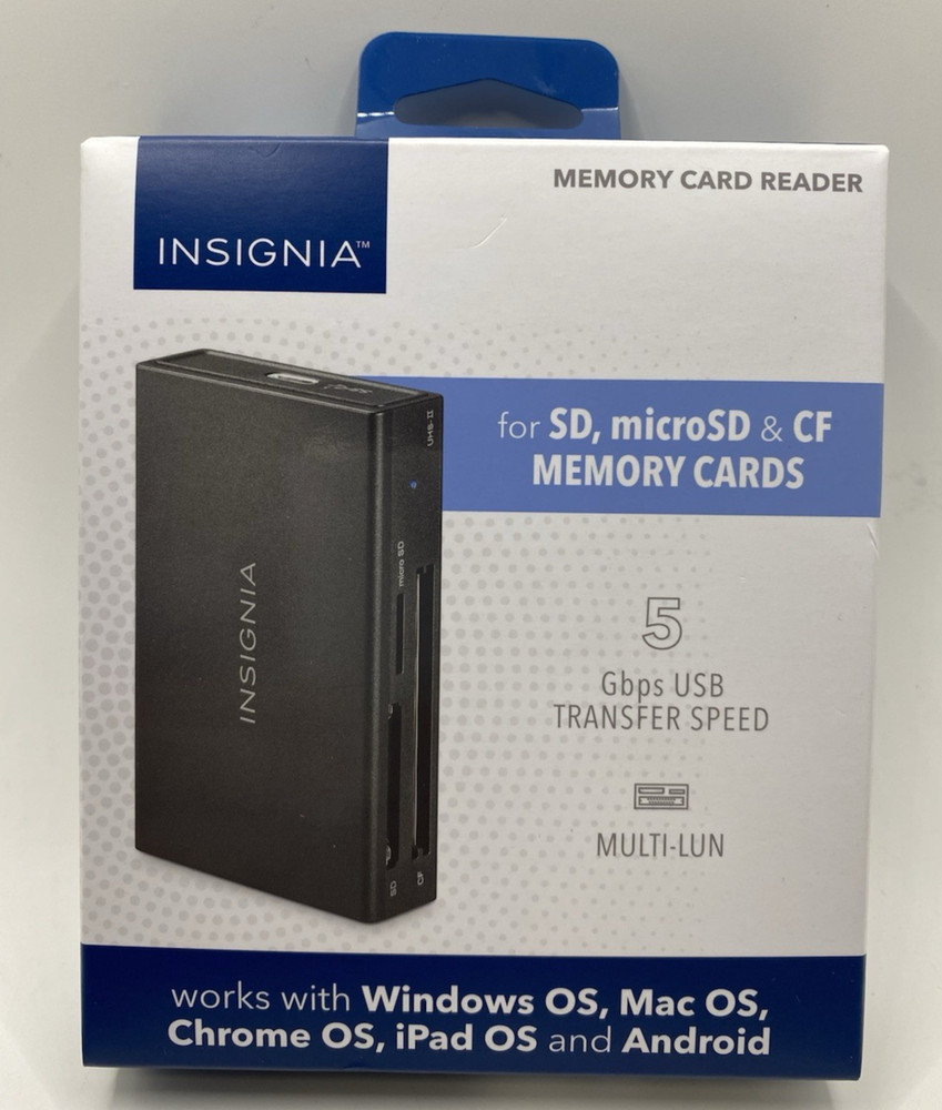 Memory Card Reader -USB-C to SD, microSD and CompactFlash - Insignia Black