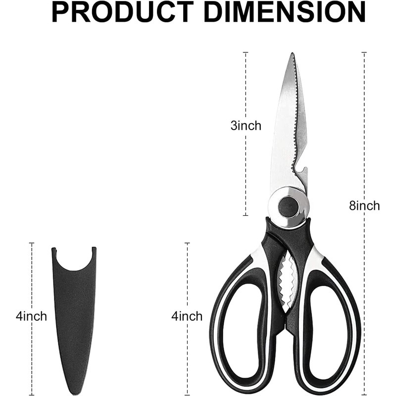 Multi-Function Kitchen Scissors Stainless Steel Sharp Durable W/ Bottle Opener