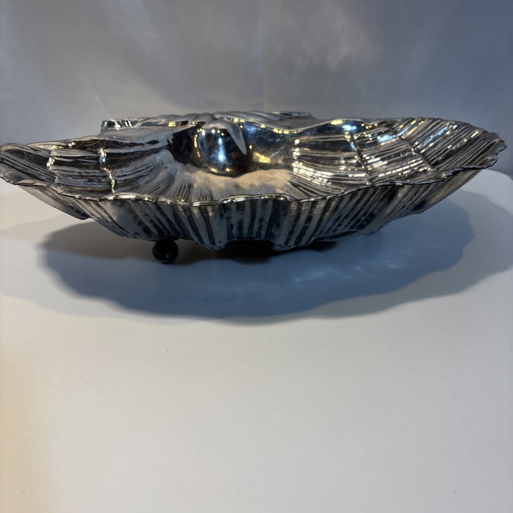 Large 20” Vintage Valenti Spain Silver Plate Shell