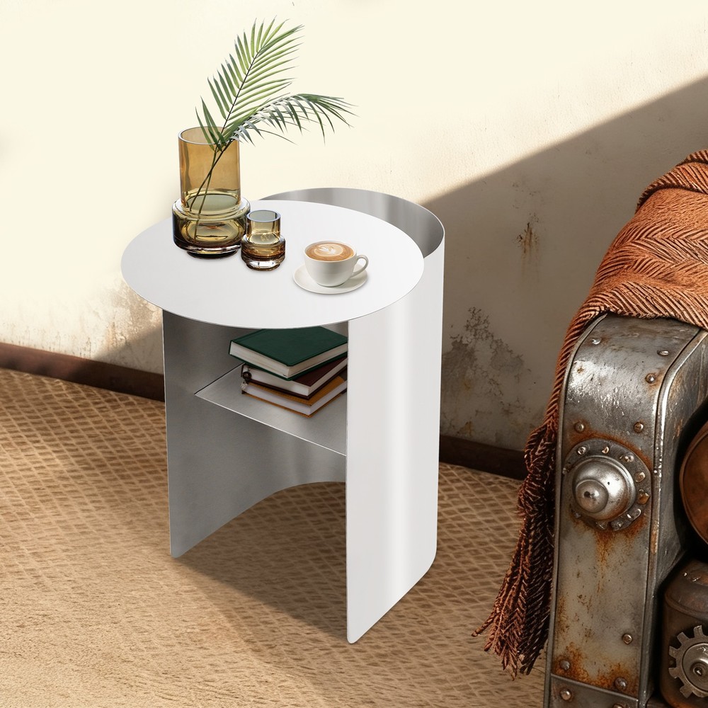 Silver Side Table For Home Sofa Side Stainless Steel Modern Accent Table