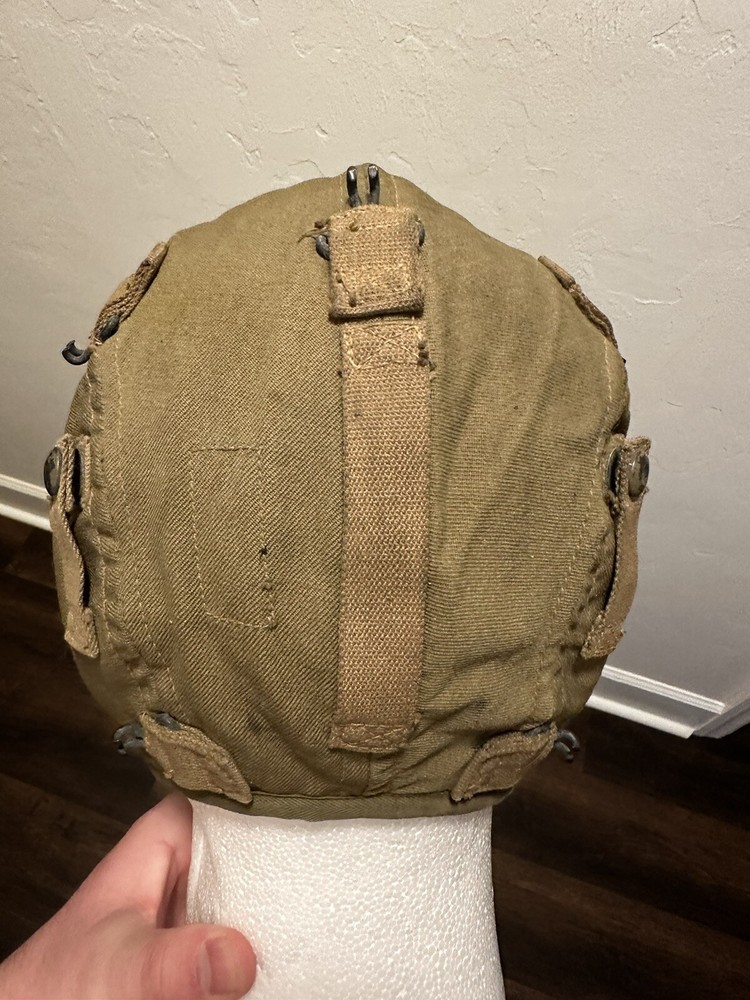 WWII Named Type A-9 Air Force US Army Flight Cap Hat Canvas