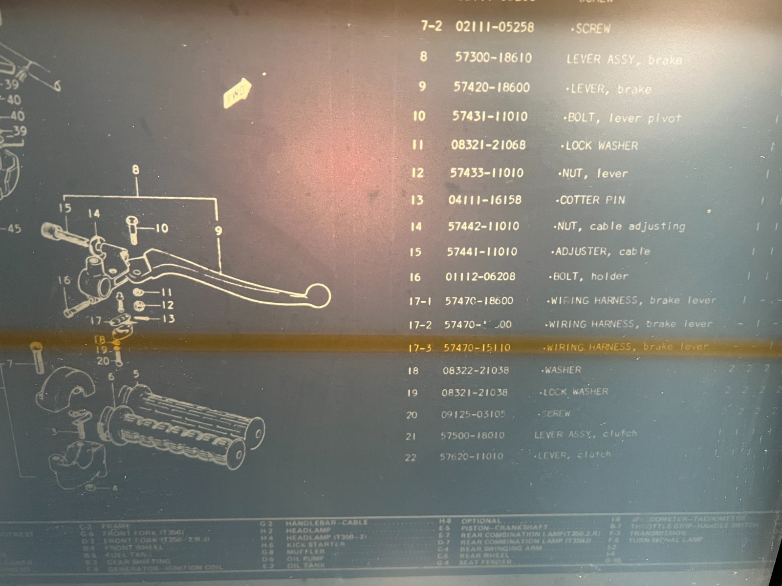1971 1972 Suzuki T350 Brake Lever Wiring Harness 57470-15110 NOS