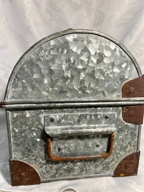 vtg. Diamond Galvanized Metal Chest