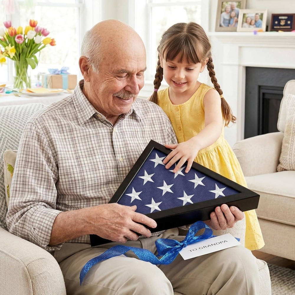 Triangular Flag Frame for 3x5' Ceremonial Flags - Perfect Gift for Veterans