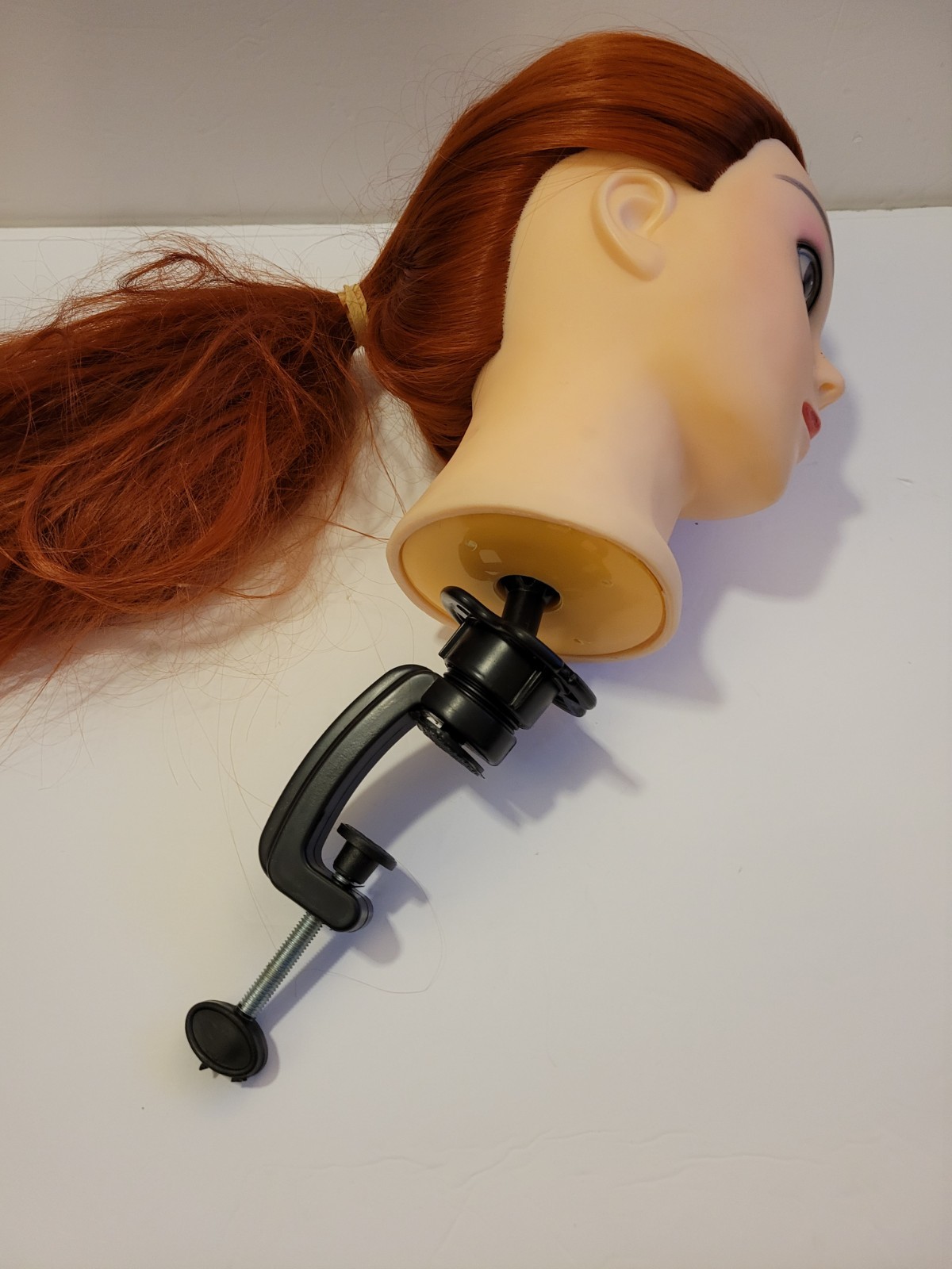 Cosmetology training Head With Long Red Brown Hair For Styling Training Practice