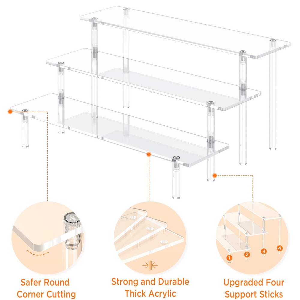 3 Tier Acrylic Display Risers Large Perfume Organizer Stand Clear Cupcake Stand