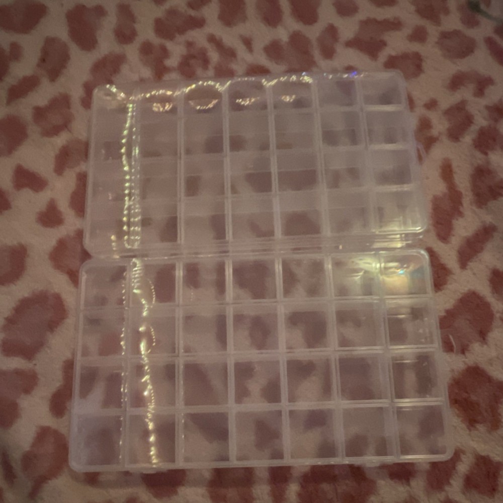 2 Clear Plastic Bead Storage Organizer Box with Multiple Compartments