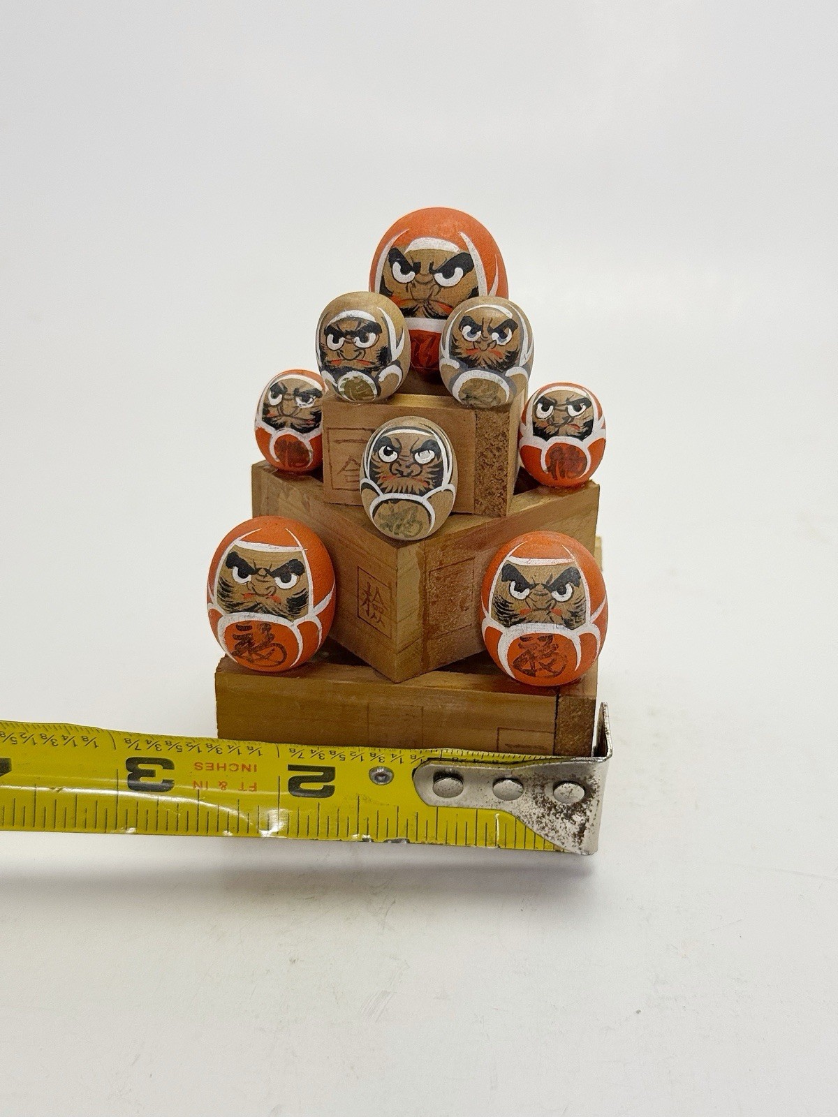 Japan Vtg Odawara Souvenir Daruma 4" Folk Art Miniature Doll Handcraft