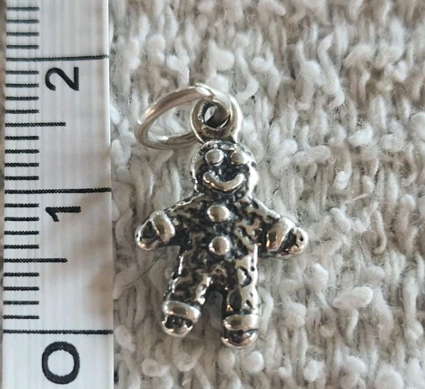925 Sterling Silver Christmas Ginger Bread Man Charm