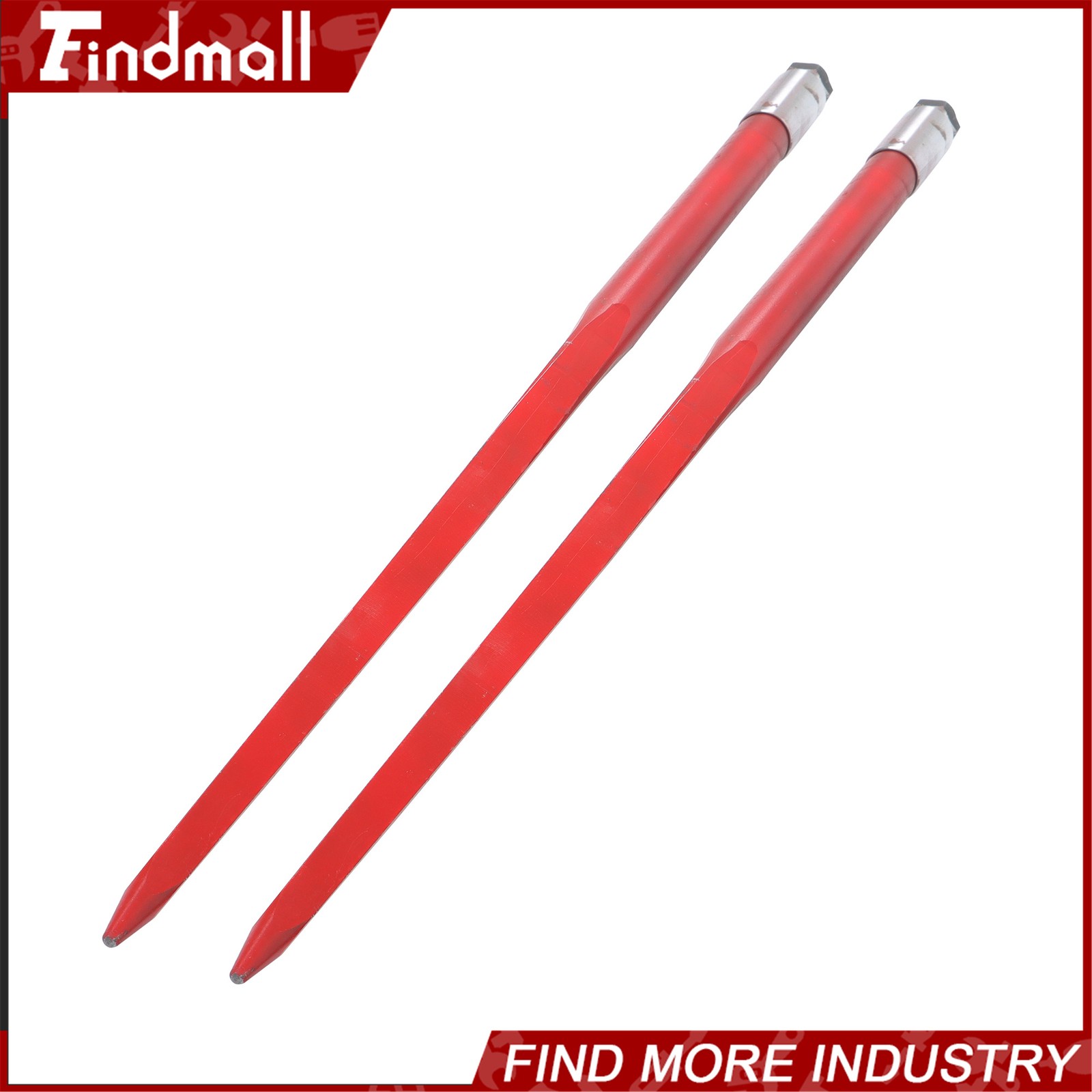 2-Pack Red Hay Bale Spear 49" 4500 lbs Capacity Spike Fork For Loaders Tractors