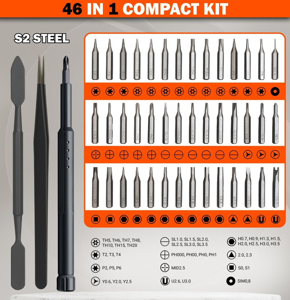 Precision Screwdriver Set 46-in-1, Magnetic Tool Kit for Electronics, DIY