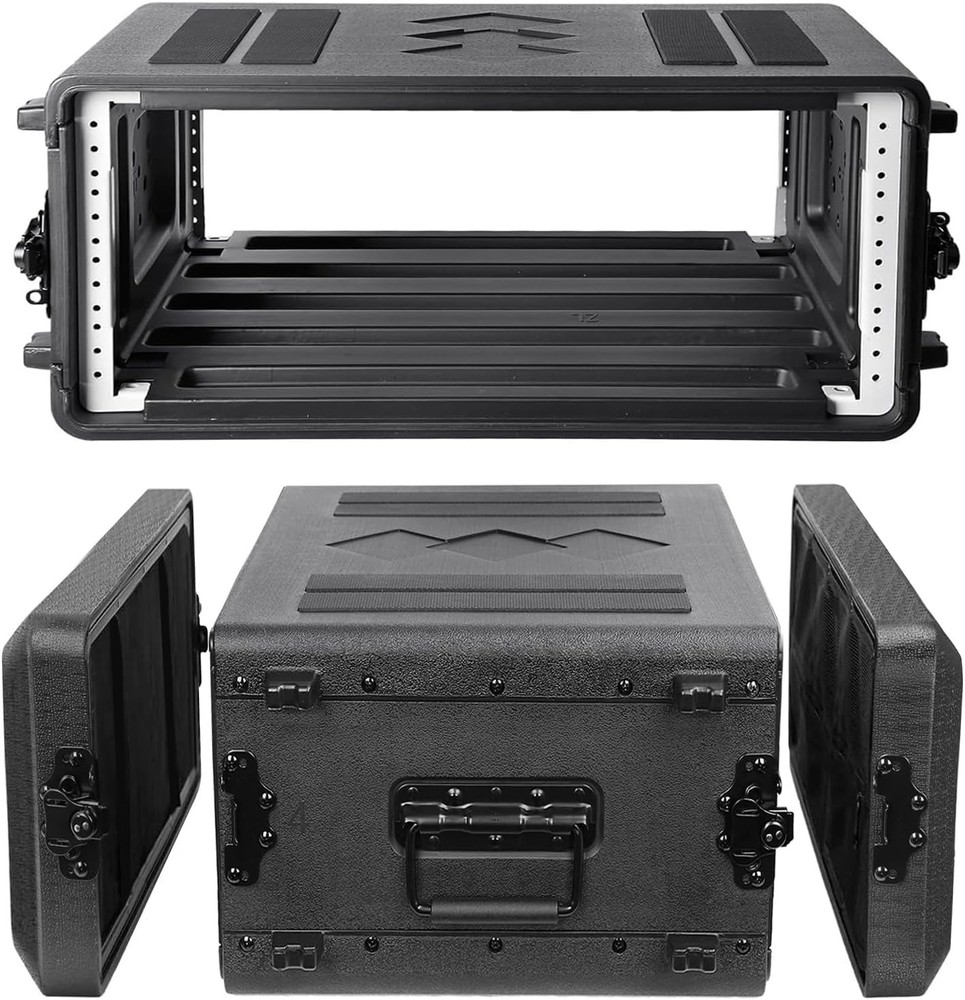 4U Rack Case Shallow 17" Depth, 19" Rackmount Flight Case for DJ Amplifier Audio