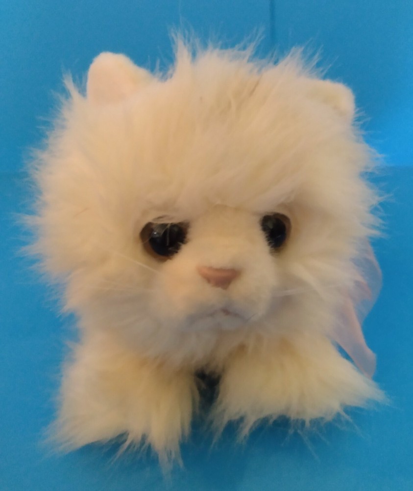 "Fritzie" Plush Long Haired White Kitty Cat Kitten