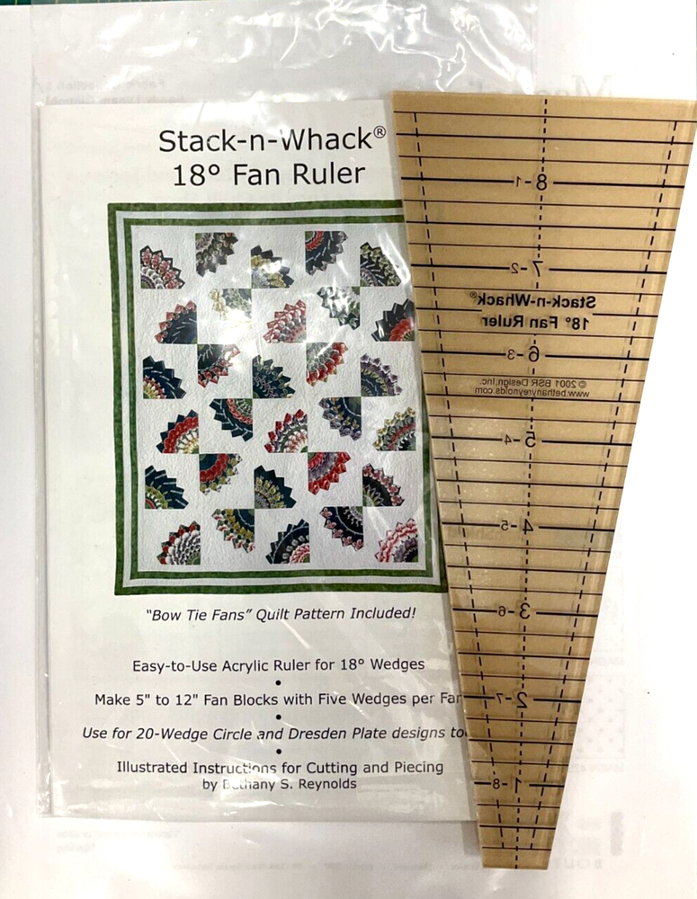 BSR DESIGNS - STACK-N-WHACK 18 DEGREE FAN RULER & PATTERN