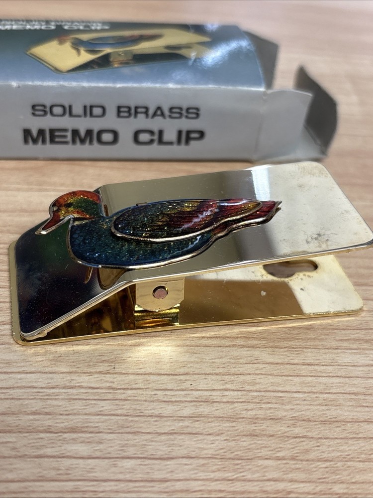 vintage solid brass memo clip