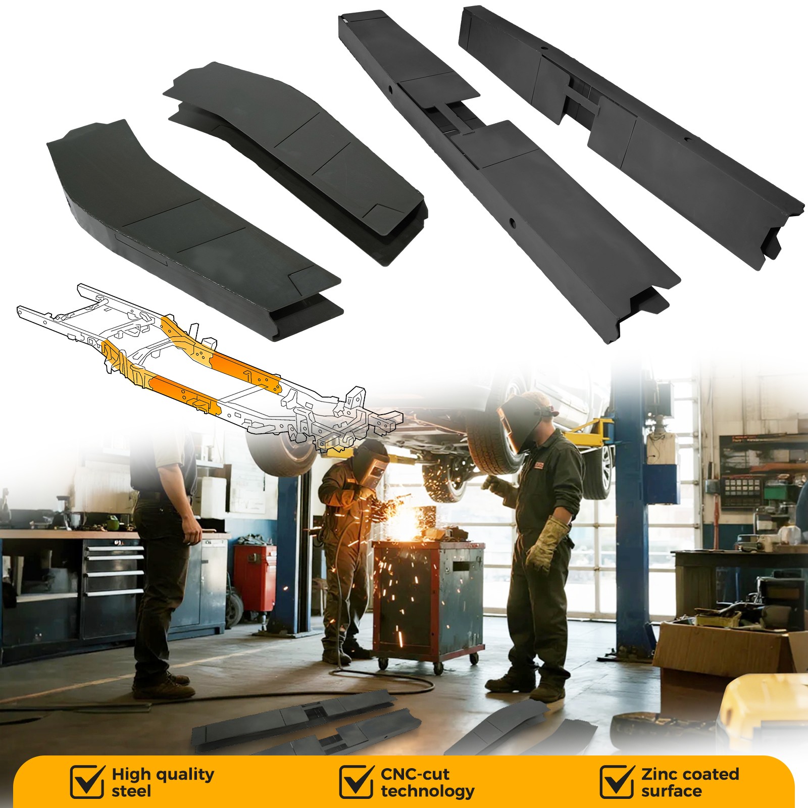 Center & Mid-Rear Frame fits 2007-2014 2nd/3rd gen Chevrolet Silverado Ext &Crew