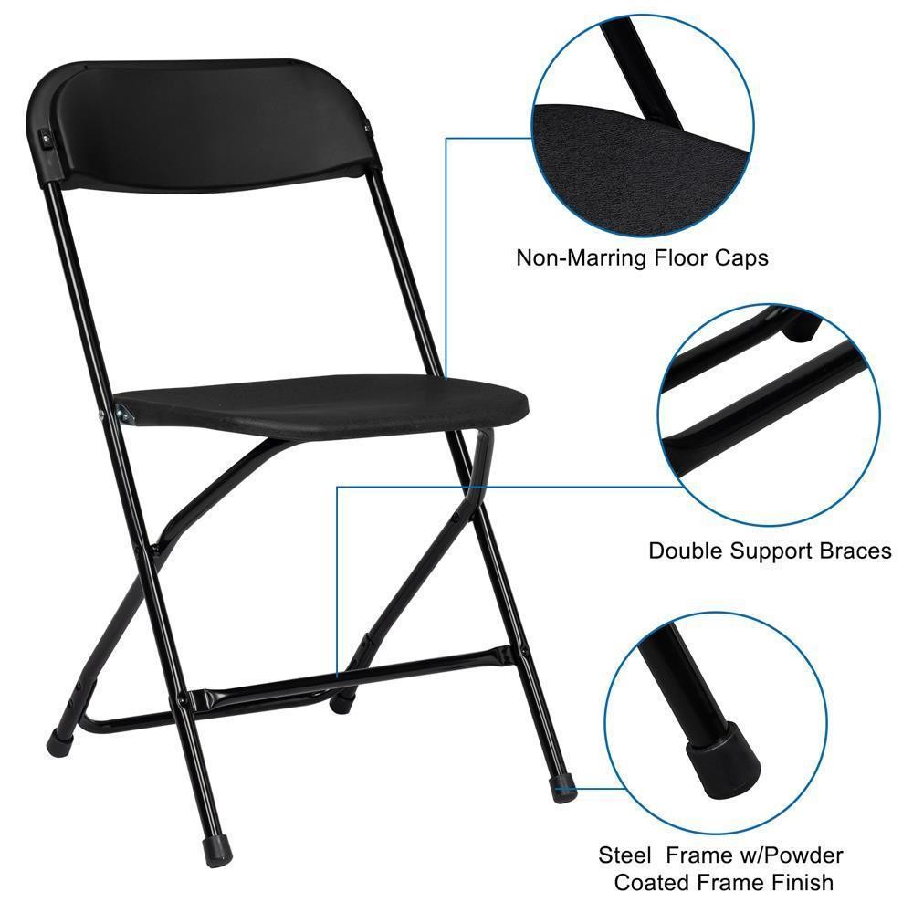 New 4PCS Commercial Black Plastic Folding Chairs Stackable Wedding Picnic Party