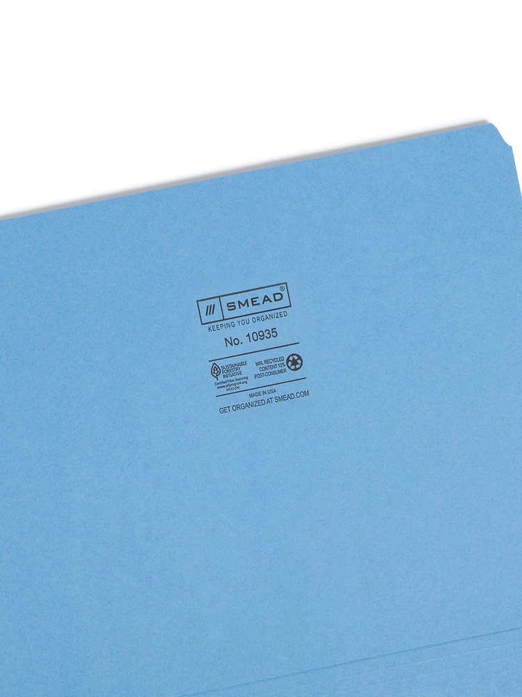 File Folder Straight-Cut Tab Letter Size Blue 100 per Box 10935