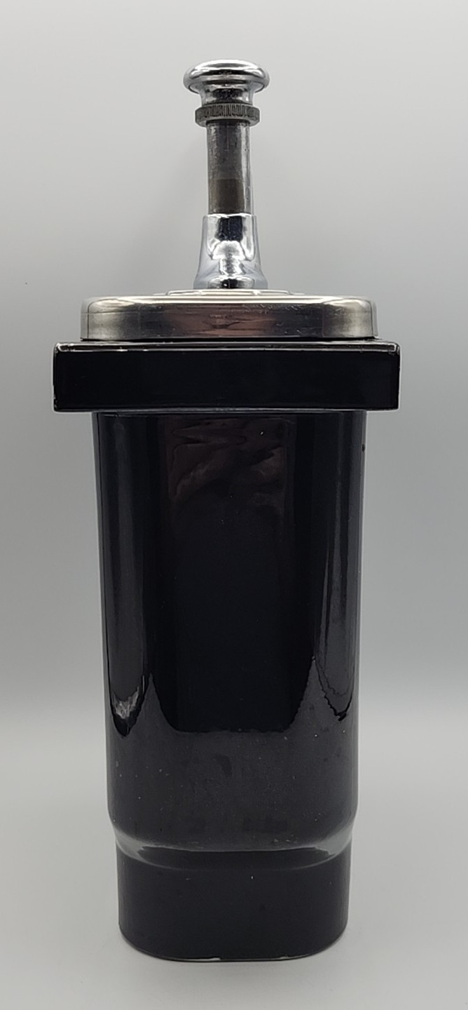 Hall Fountain Bar Liquor Dispenser Canister Pump Label "Brandy" Flaws READ BLUE