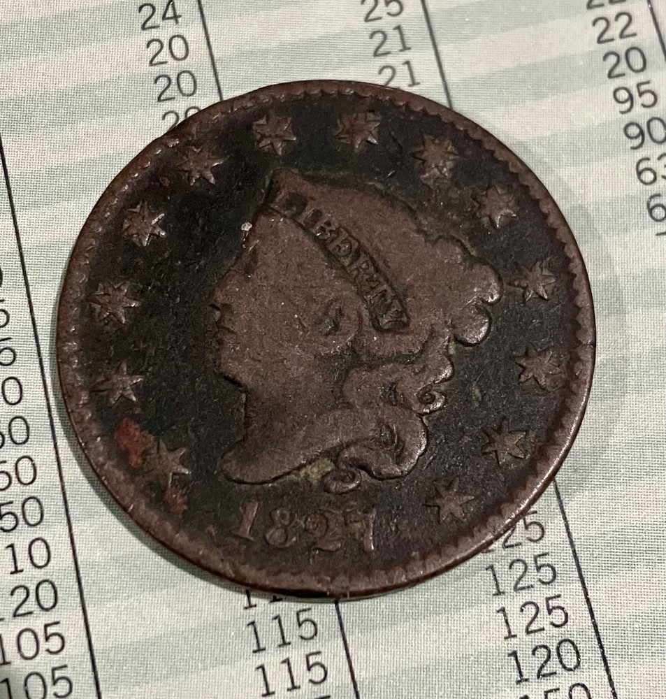 1827 1C LARGE CENT VERY GOOD CONDITION, DARK BROWN, BETTER DATE