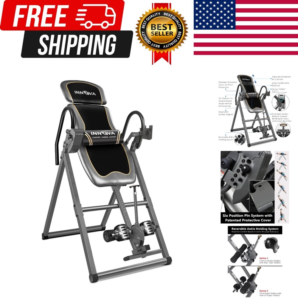 Inversion Table with Adjustable Headrest, Reversible Ankle Holders, and 300 l...