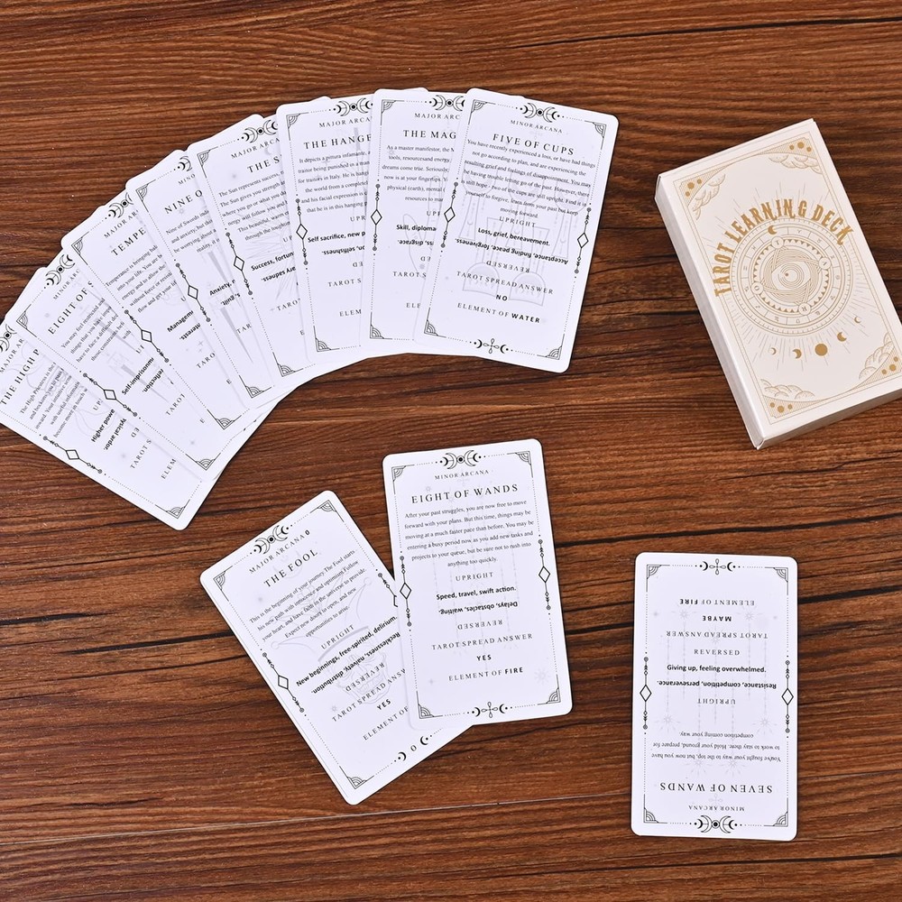 78 Clear Text Pattern Tarot Cards, Classic Tarot Learning Deck Fortune Telling G