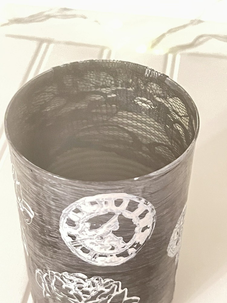 tin can decor handmade- Time Clock-U-Out Decoupaged 4.5” High 3”diameter