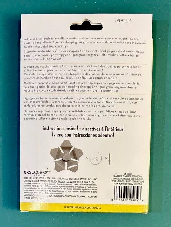 ek tools Bow Making Set Medium 9 pieces - 1 Bow Template & 8 Bow Stickers