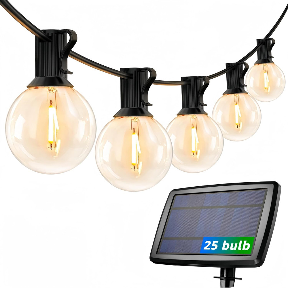 Solar Outdoor LED String Lights 50FT G40 Globe Patio Lights Outdoor String Light