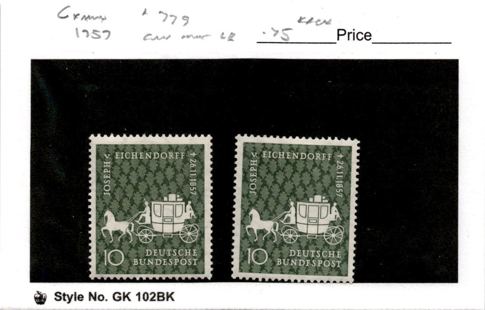 Germany, Postage Stamp, #779 Mint (2 Ea) LH, 1957 Coach (AE)